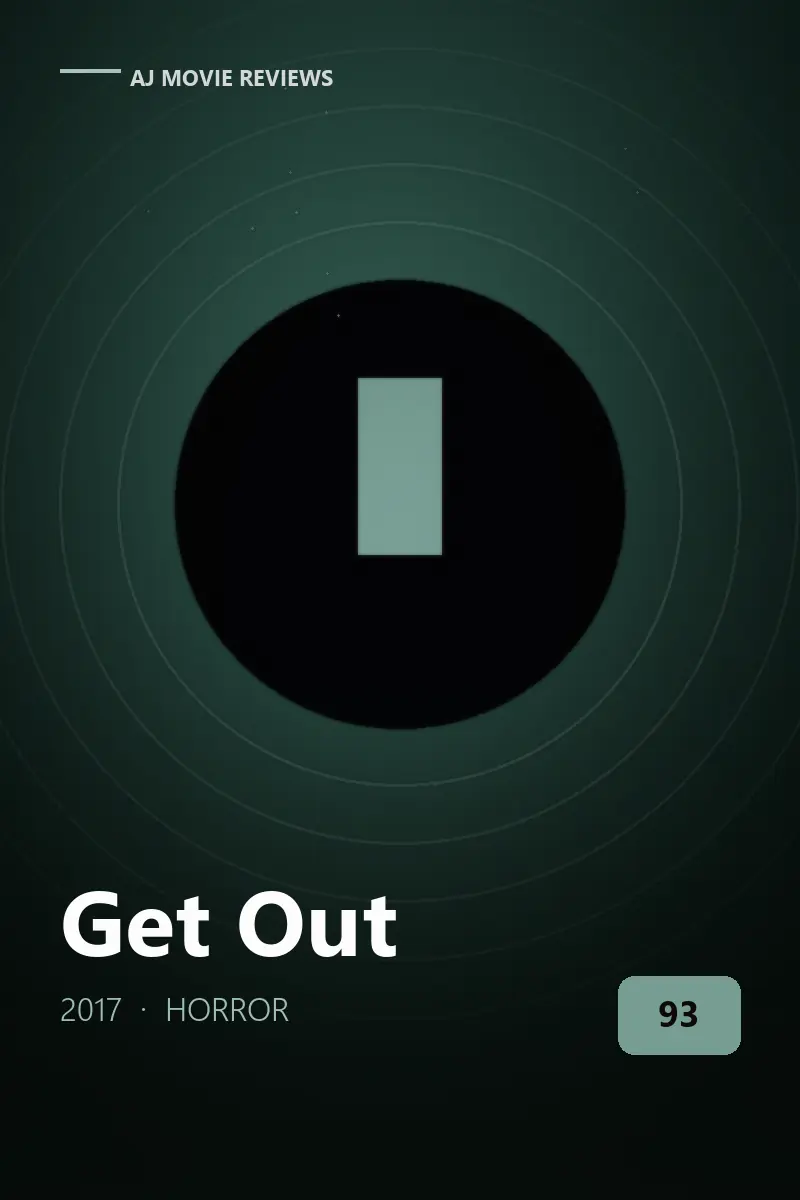 Get Out (2017) review artwork — horror film directed by Jordan Peele