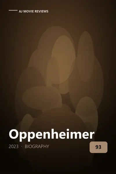 Oppenheimer (2023) review cover art — biography film directed by Christopher Nolan