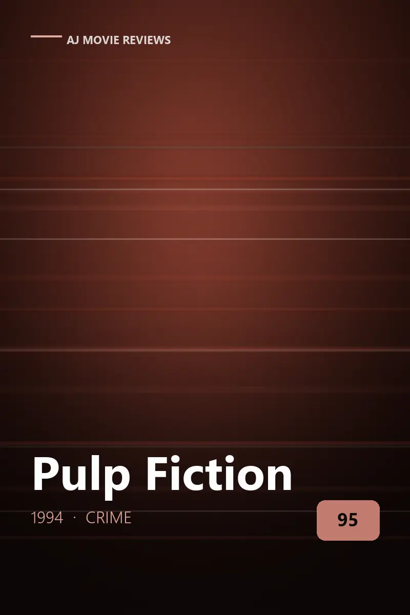 Pulp Fiction (1994) review artwork — crime film directed by Quentin Tarantino