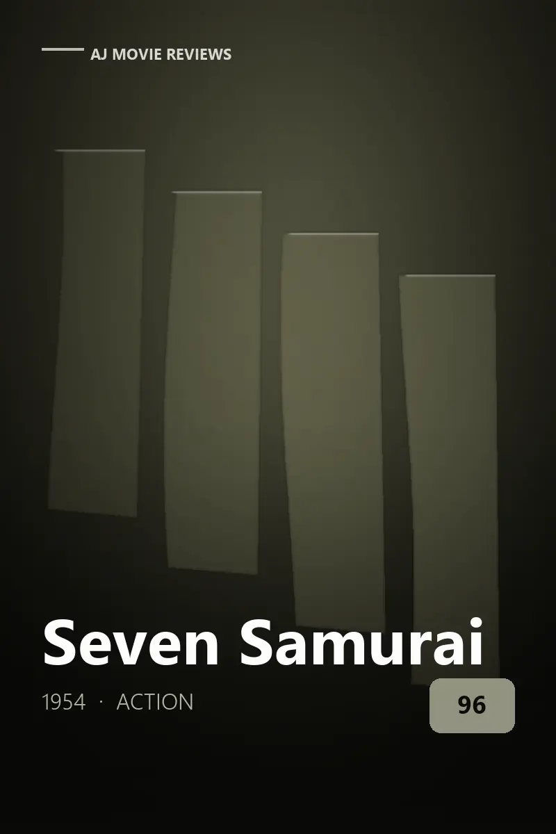 Seven Samurai (1954) review artwork — action film directed by Akira Kurosawa