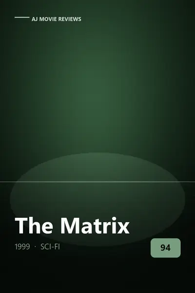 The Matrix (1999) review cover art — sci-fi film directed by Lana Wachowski, Lilly Wachowski