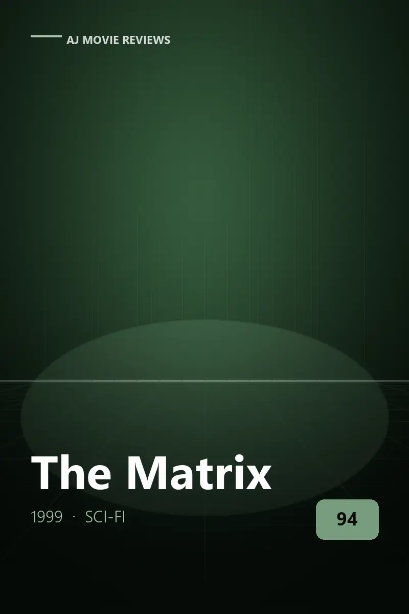 The Matrix (1999) review artwork — sci-fi film directed by Lana Wachowski, Lilly Wachowski