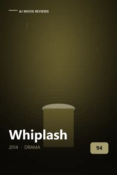 Whiplash (2014) review cover art — drama film directed by Damien Chazelle